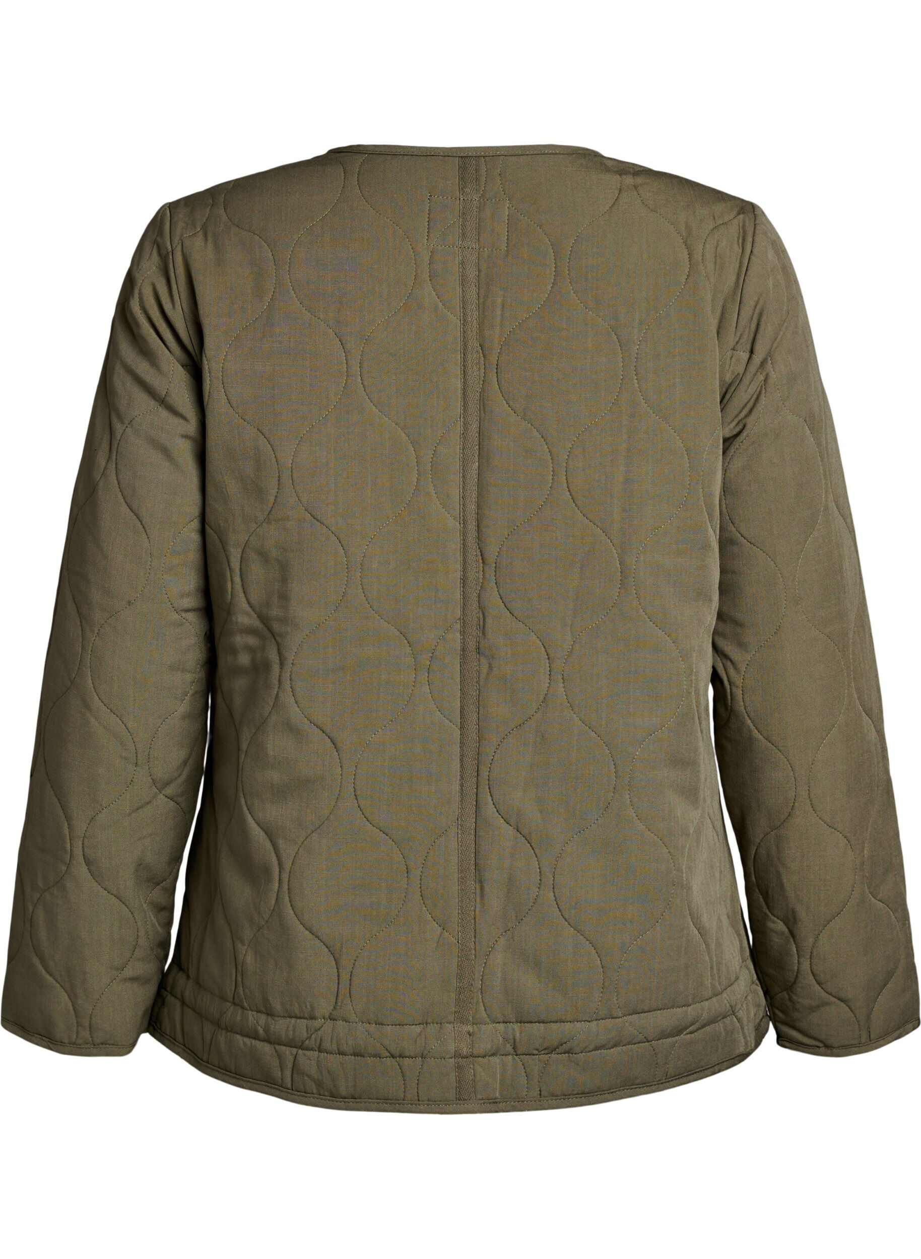 ZizziGewatteerde jas met knopen en zakken, Groen, Packshot image number 1