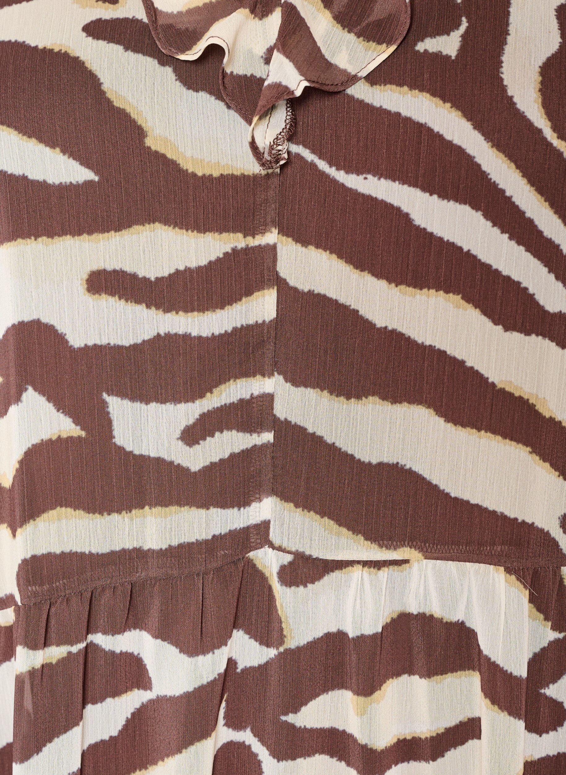 ZizziChiffon blouse met zebraprint en ruches, Bruin, Packshot image number 2