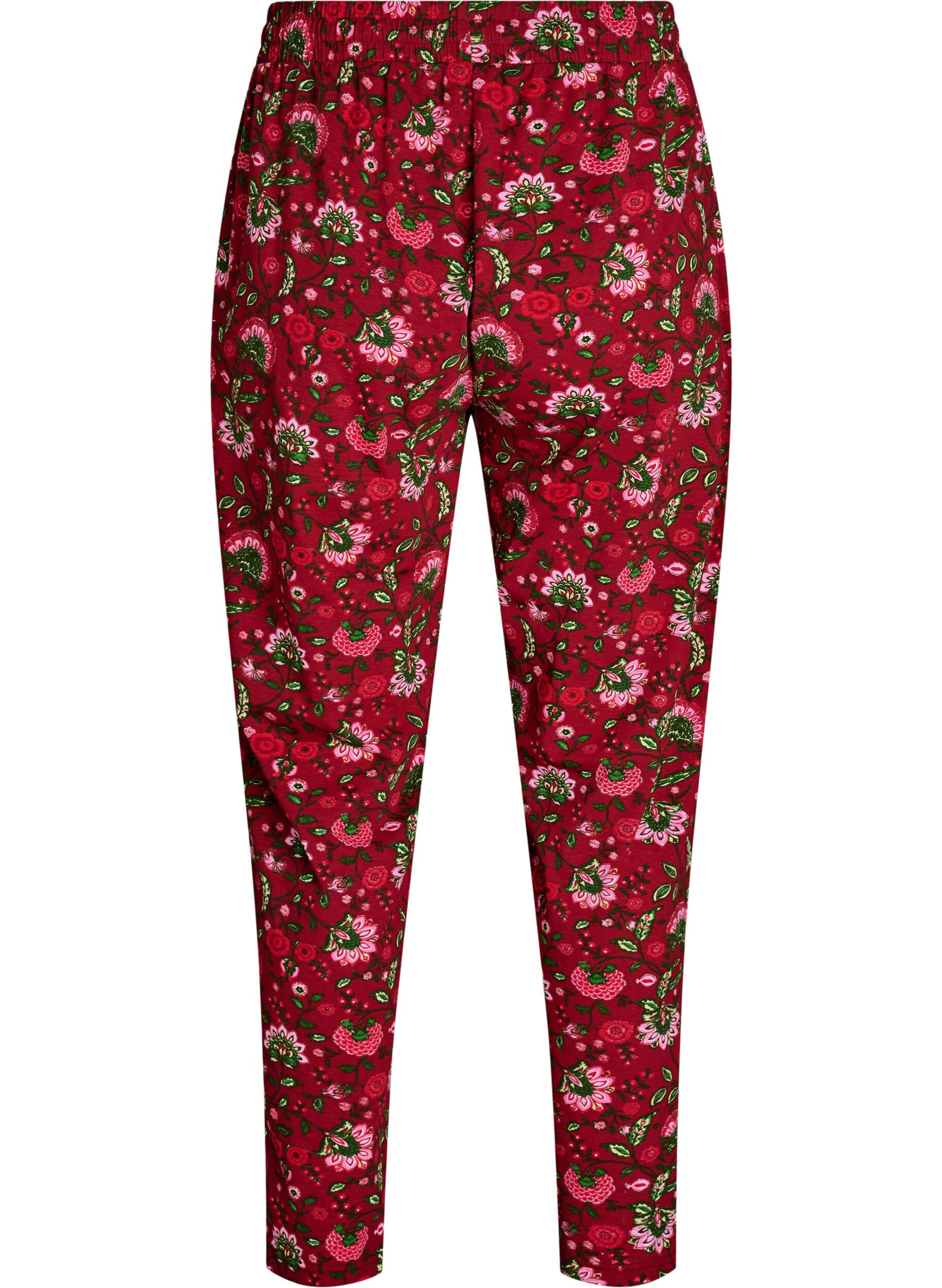 ZizziKatoenen pyjamabroek met print, Rood, Packshot image number 1