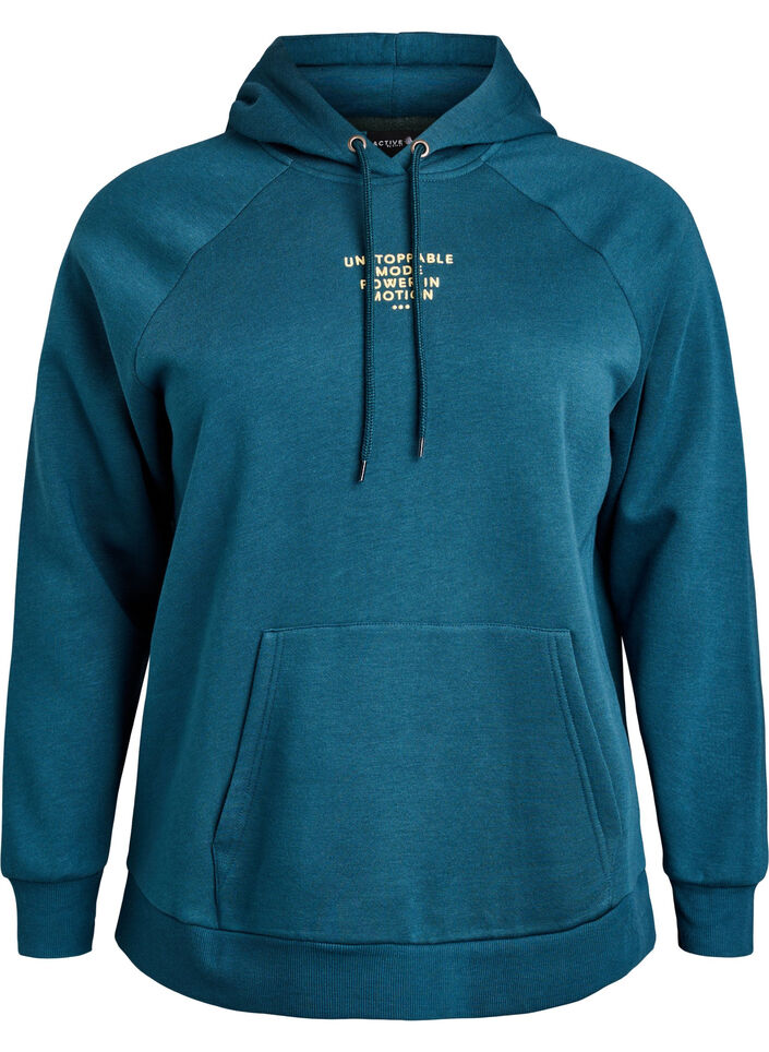 Hoodie met geborduurd frontmotief, Groen, Packshot image number 0