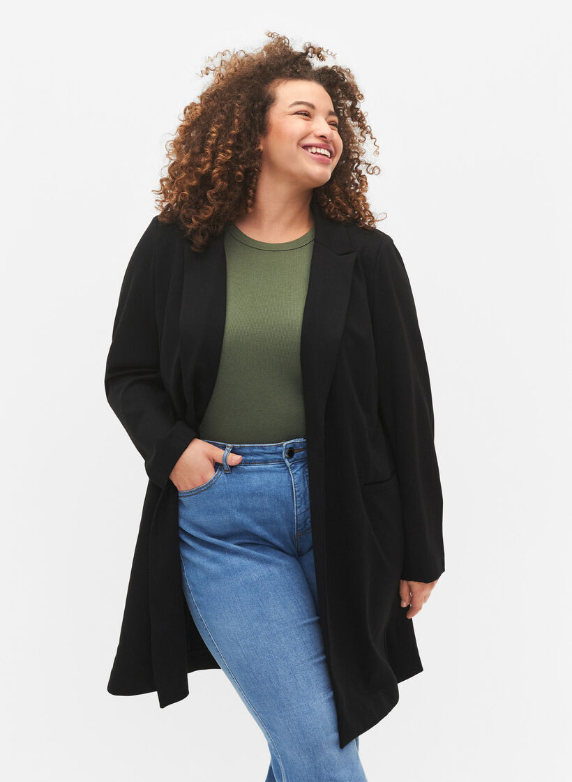 Lange blazer, Black, Model image number 0