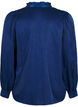 Blouse met lange mouwen, ruches en V-hals, Estate Blue, Packshot image number 1