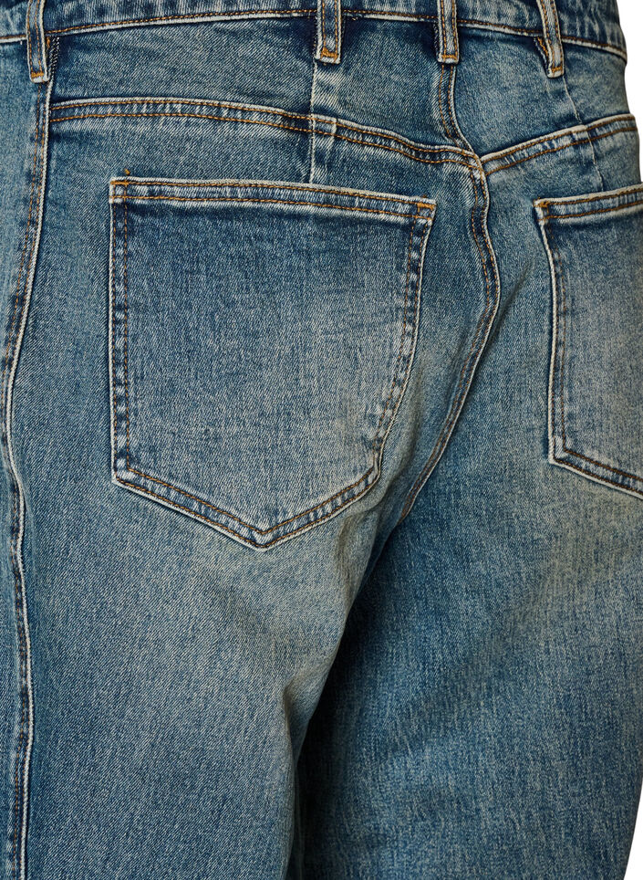 Barrel-fit jeans met een distressed wash, Blauw, Packshot image number 3