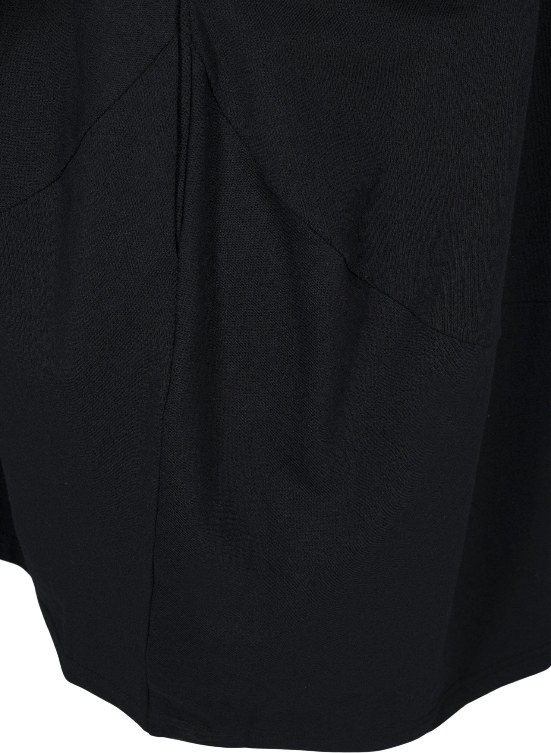 ZizziKatoenen jurk met ballon pasvorm, Zwart, Packshot image number 4