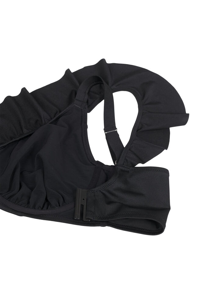 Bikini top met ruches en beugel, Black, Packshot
