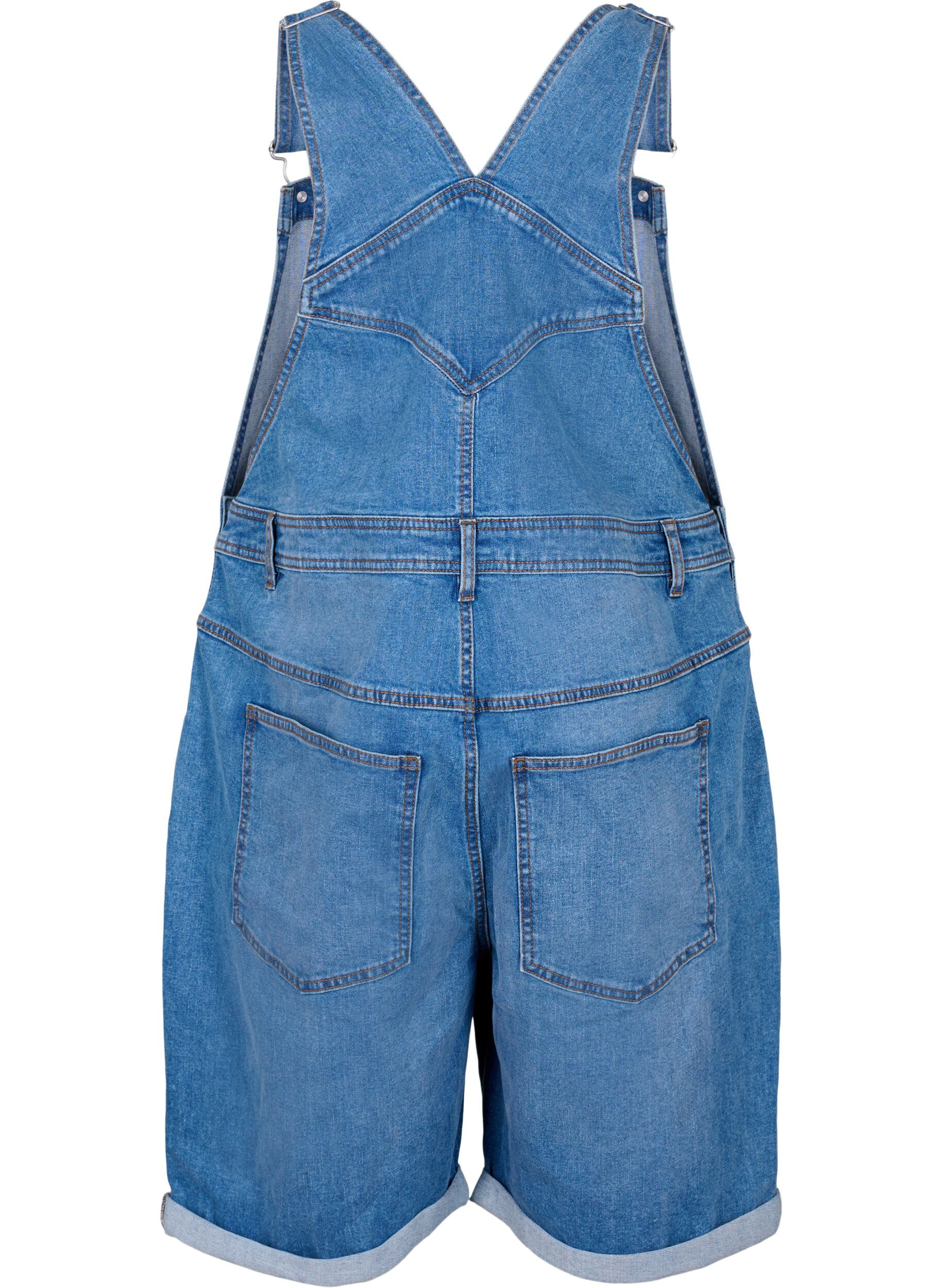 Zizzi Salopettes shorts en jean, Bleu Clair, Packshot image number 1