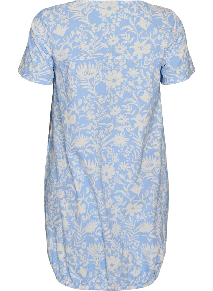 Katoenen jurk met korte mouwen en print, Vanille, Packshot image number 1