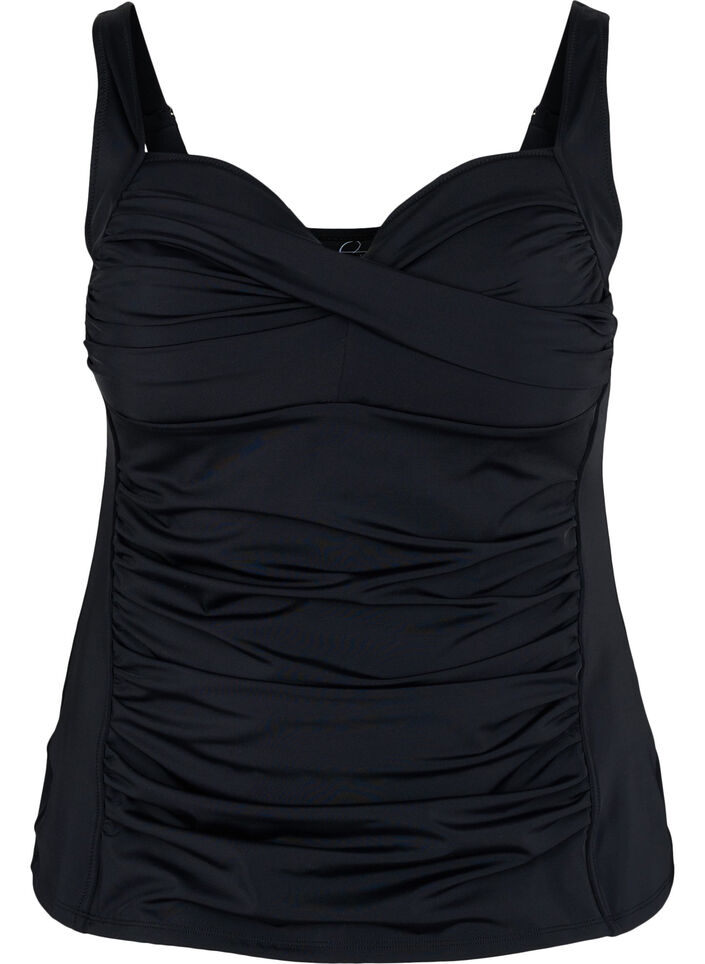 Tankini met drapering, Zwart, Packshot image number 0