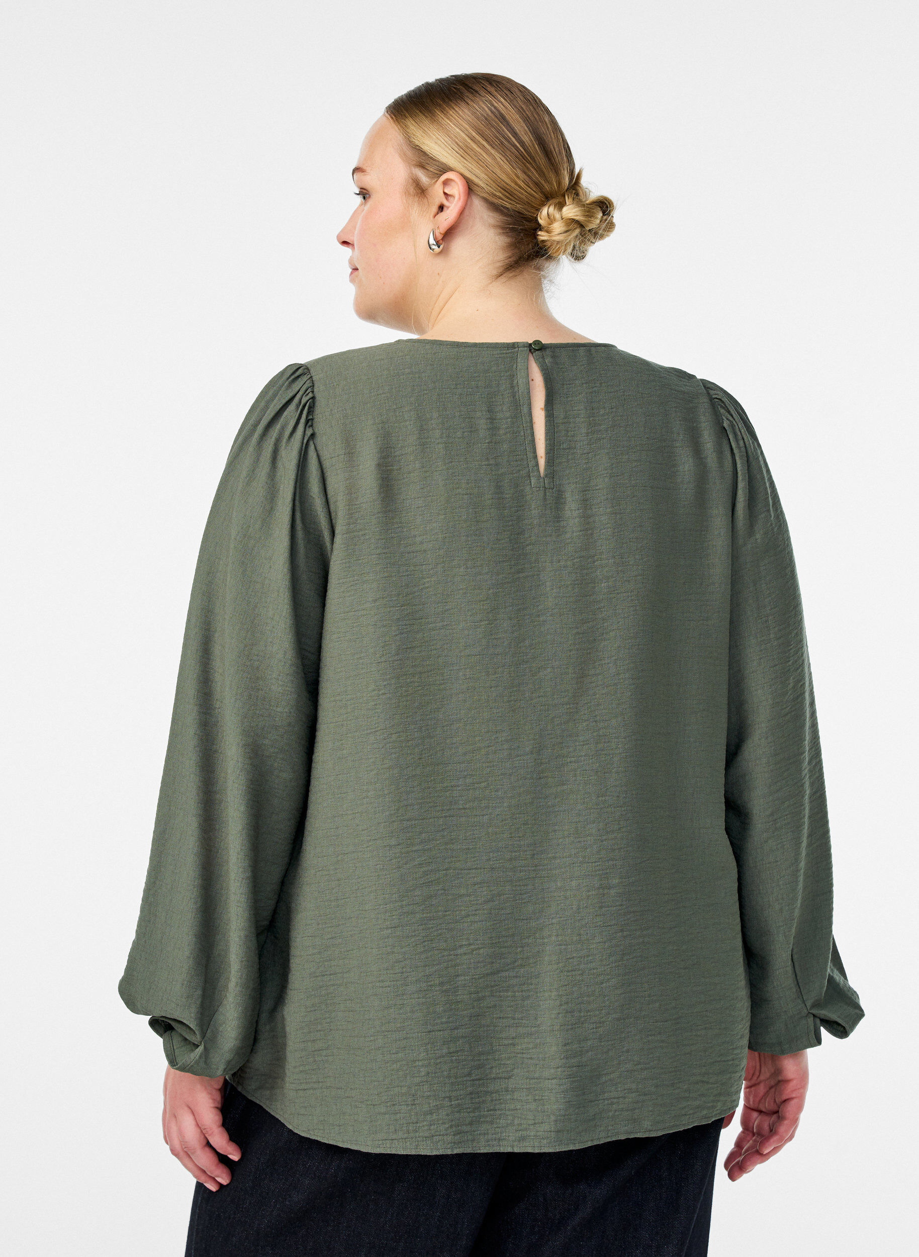 ZizziViscose blouse met lange mouwen, Groen, Model image number 2
