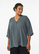 Shirtblouse met V-hals en 3/4 mouwen, Groen, Model image number 0