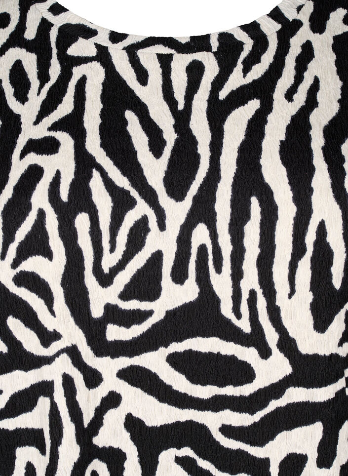 Blouse met korte mouwen en zebraprint, Zwart, Packshot image number 2