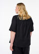 Overhemd blouse met V-hals en korte mouwen, Zwart, Model image number 2