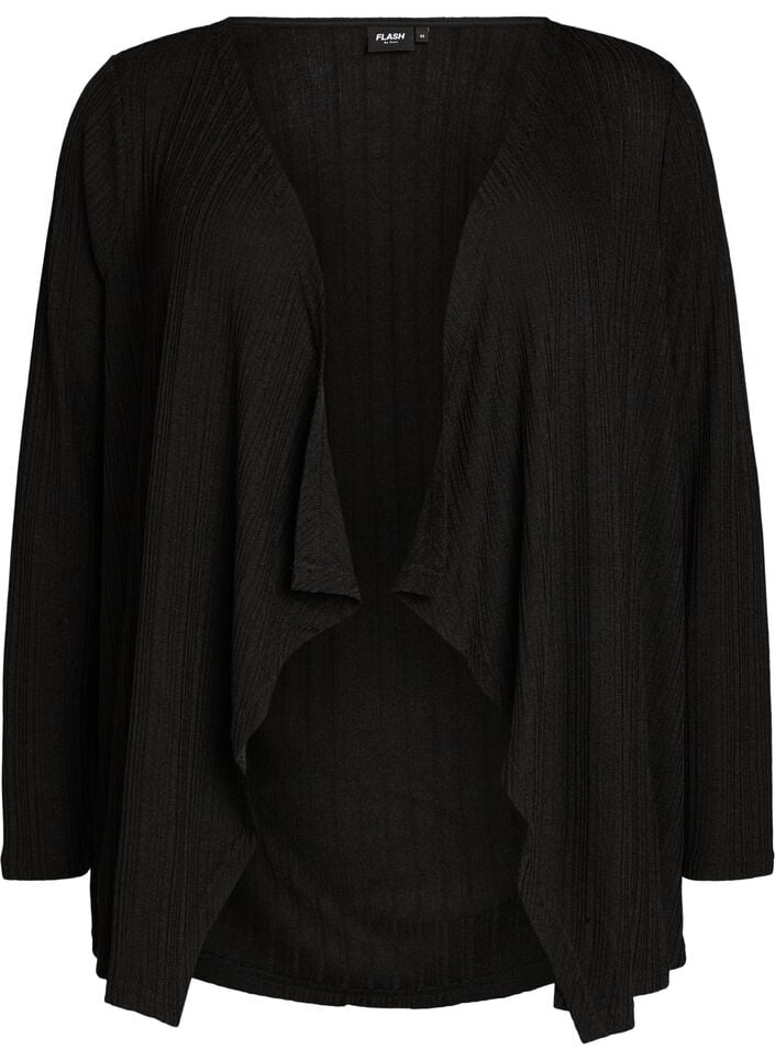 Open vest van jersey met structuur, Zwart, Packshot image number 0