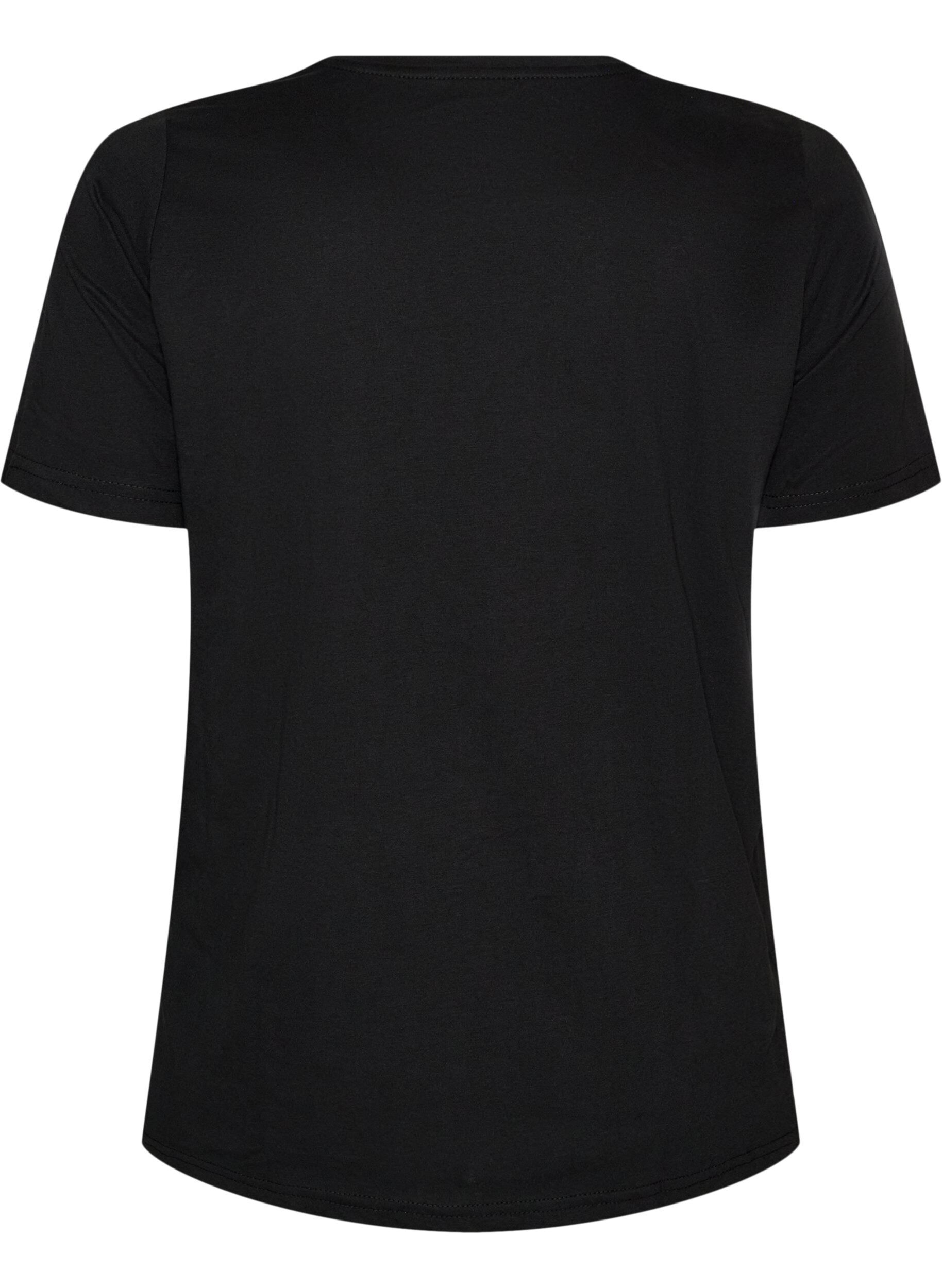 ZizziT-shirt met motief, Zwart, Packshot image number 1