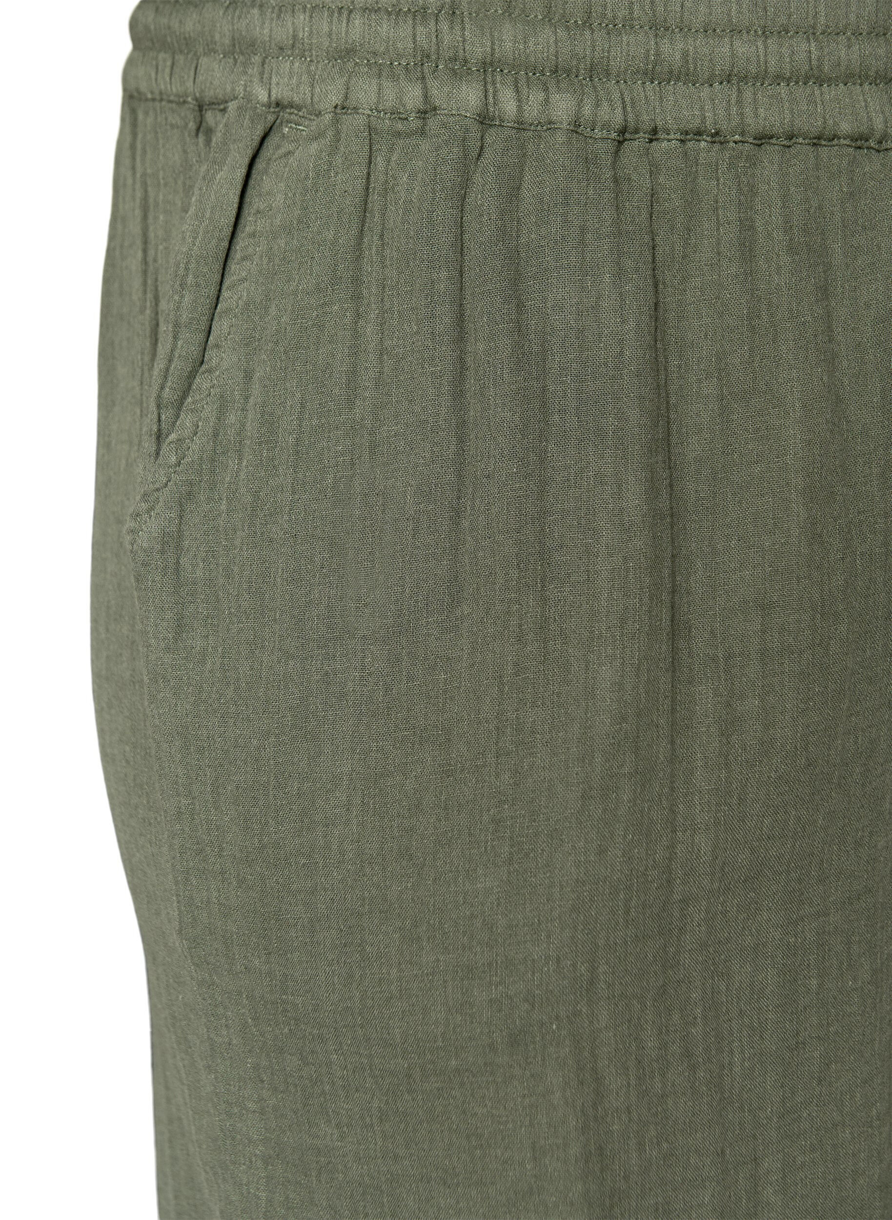 ZizziLos katoenen mousseline shorts met een hoge taille, Groen, Packshot image number 2