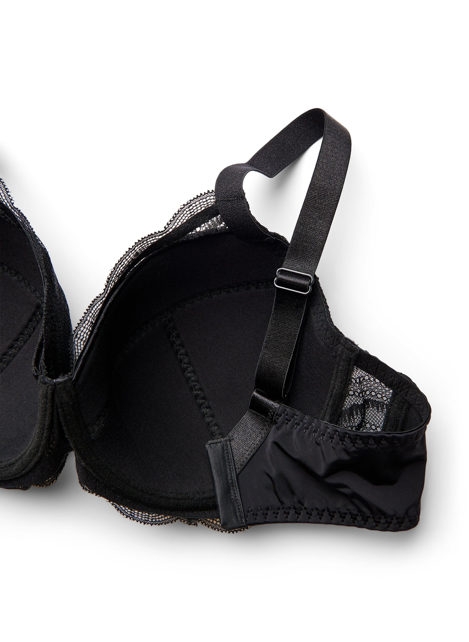 ZizziGewatteerde bh met kanten details, Zwart, Packshot image number 3