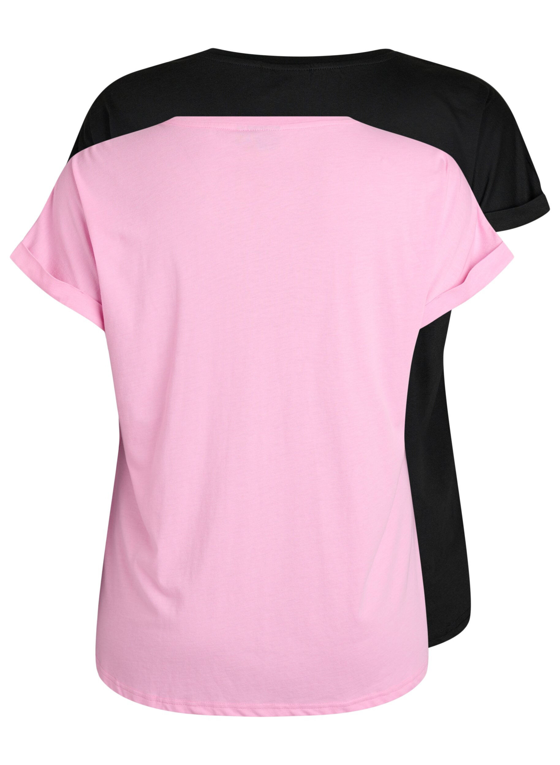 Zizzi2-pack T-shirts met korte mouwen, Roze, Packshot image number 1