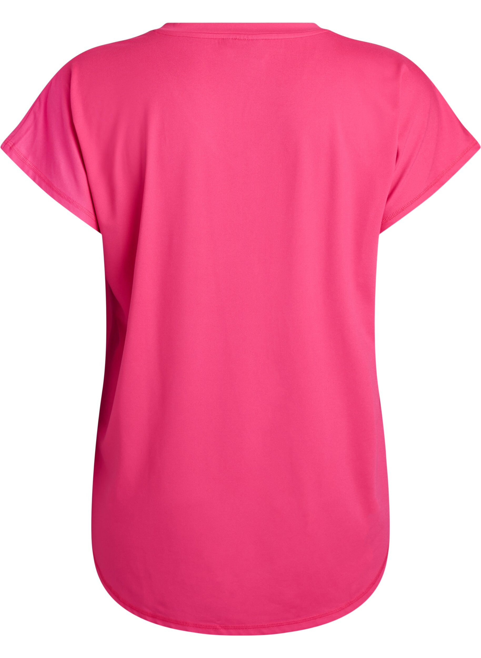 ZizziSportief t-shirt met korte mouwen en v-hals, Roze, Packshot image number 1
