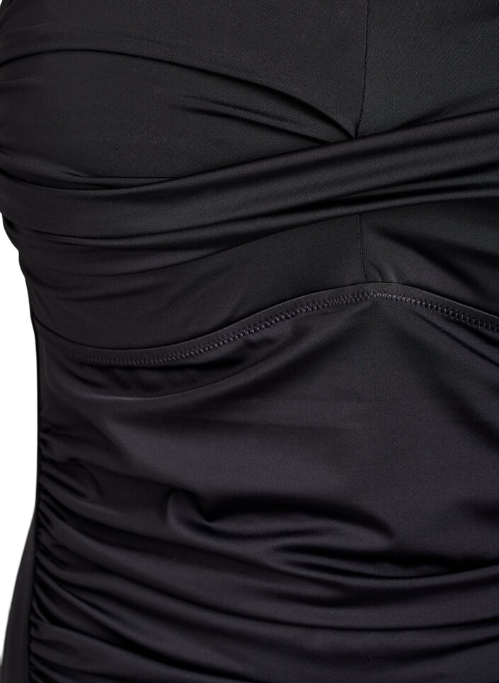 Maillot de bain bandeau avec drap&eacute; et bonnets rembourr&eacute;s, Noir, Packshot image number 2