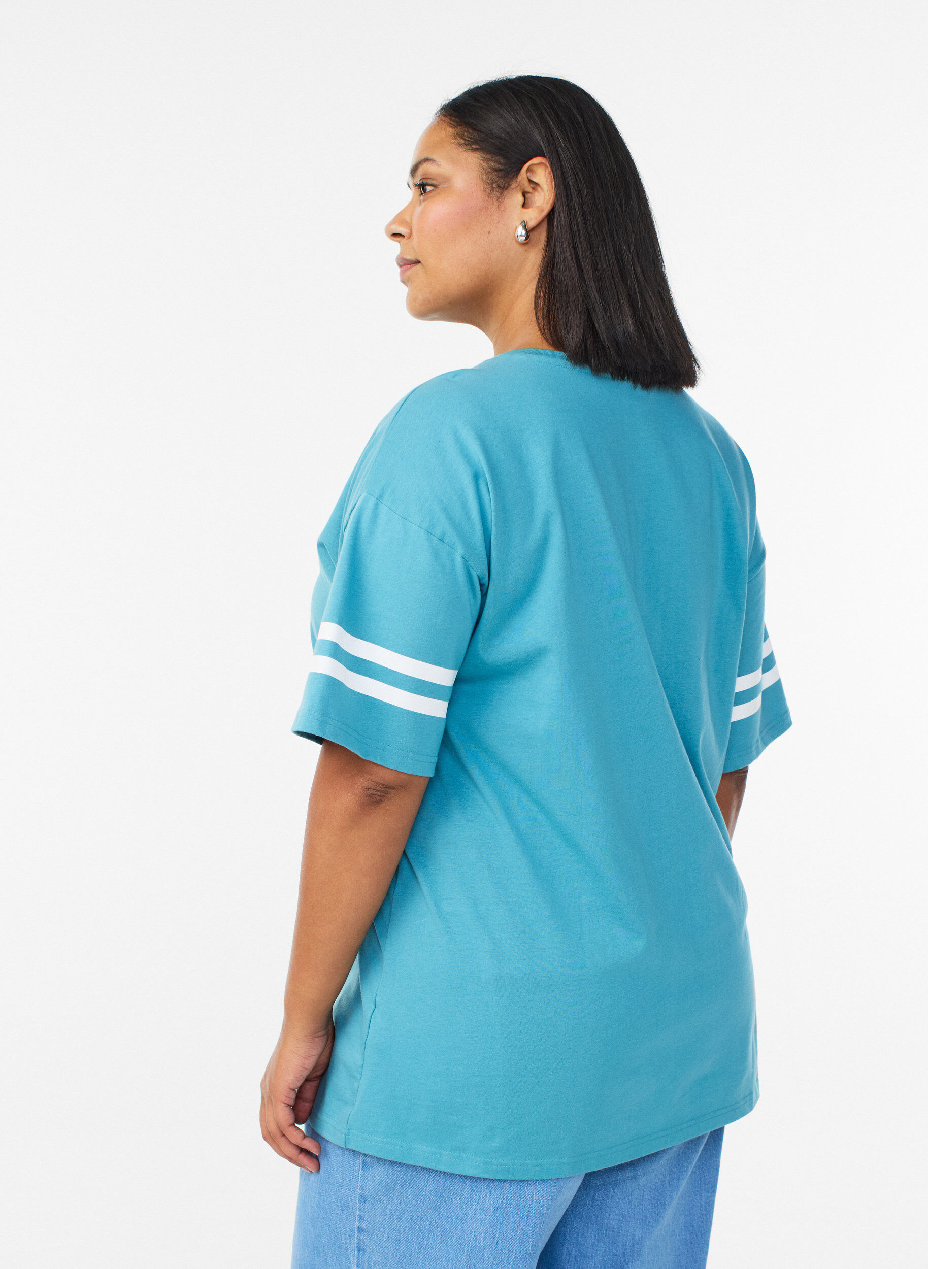 ZizziSportief oversized college T-shirt, Blauw, Model image number 2