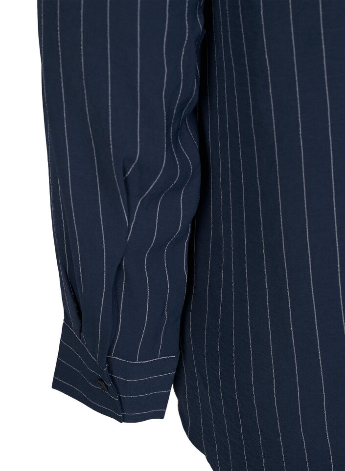 FLASH - Streepjes overhemdblouse, Blauw, Packshot image number 3