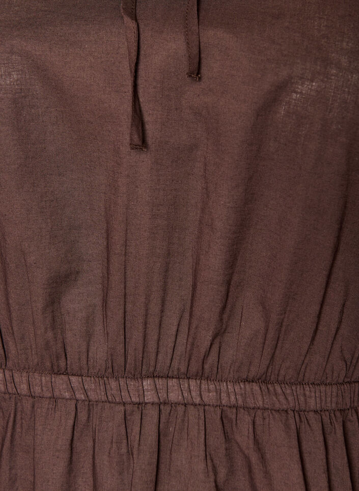 Katoenen blouse met strik en elastische taille, Bruin, Packshot image number 2