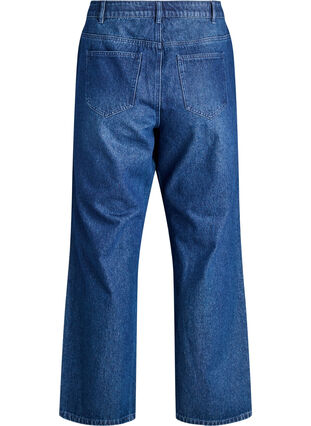 ZizziStraight-fit jeans met rhinestones en een hoge taille, Dark Blue, Packshot image number 1