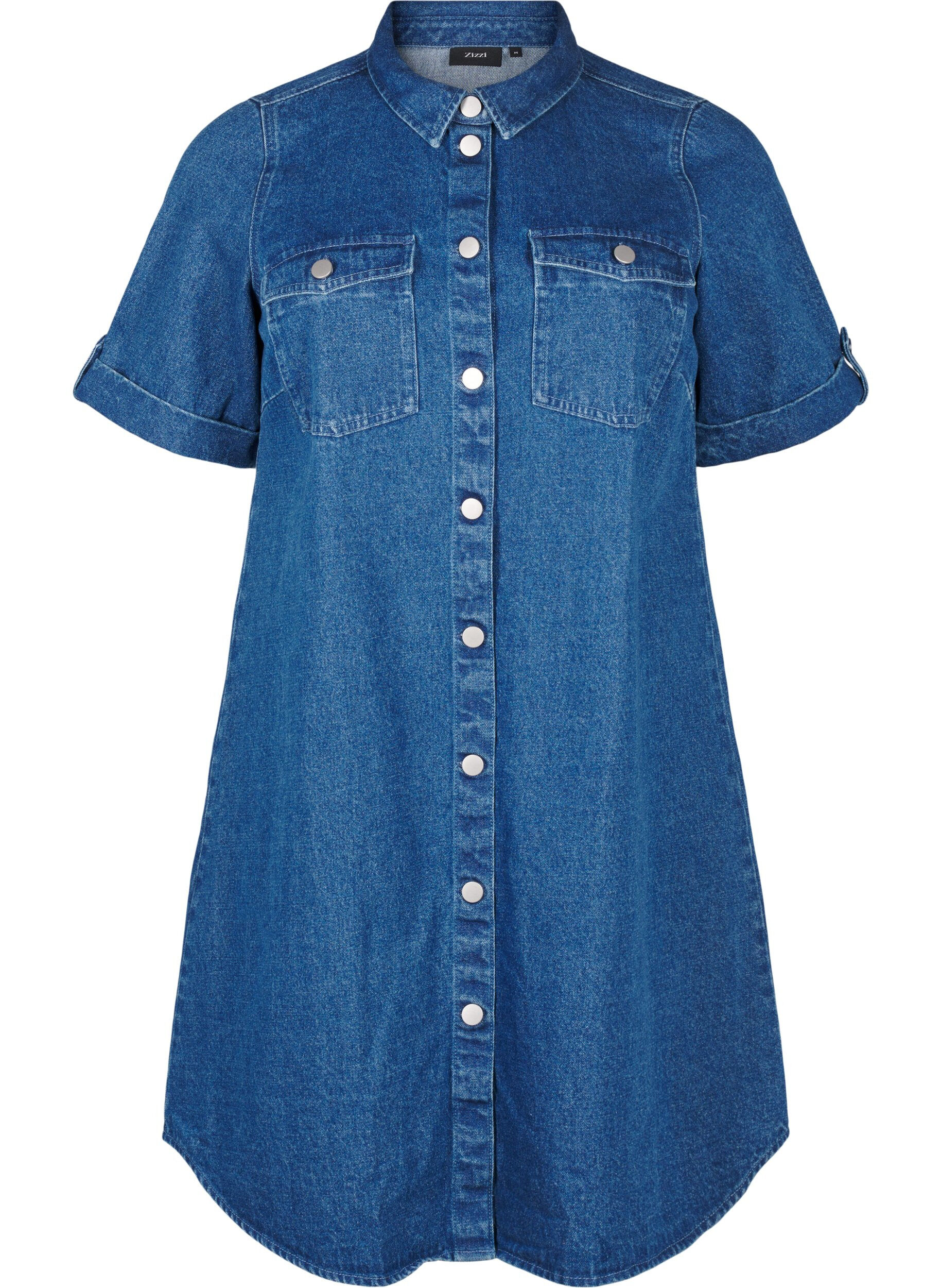 Denim jurk met korte mouwen en knopen
