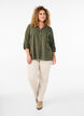 Katoenen blouse met een V-hals, Groen, Model image number 1