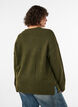 Gebreide blouse met V-vormig geribd patroon en zijsplitjes, Groen, Model image number 2