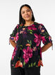 Blouse met bloemenprint en peplum, Zwart, Model image number 0