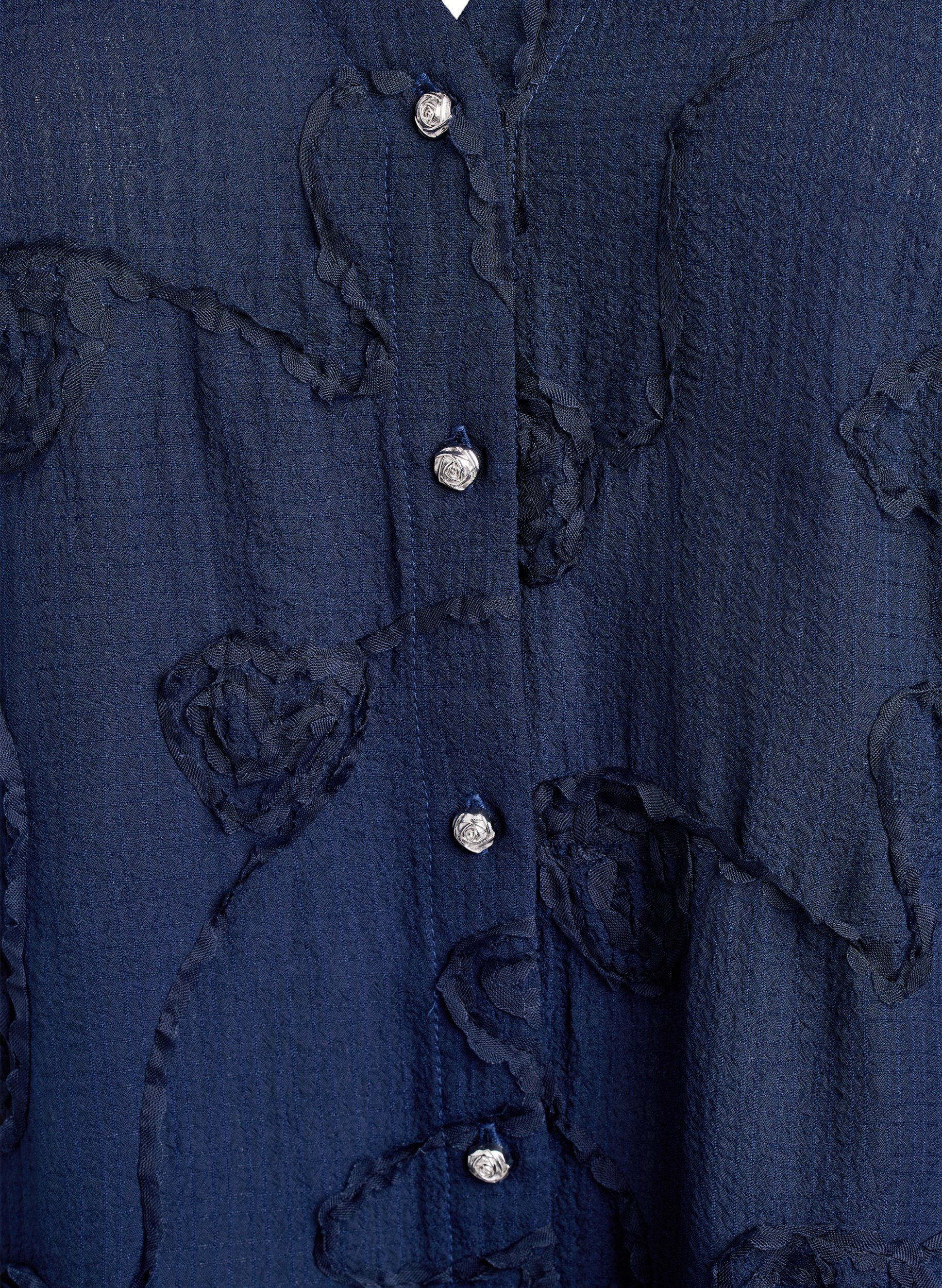 ZizziBlouse met korte mouwen met een 3D-bloemeneffect, Blauw, Packshot image number 2