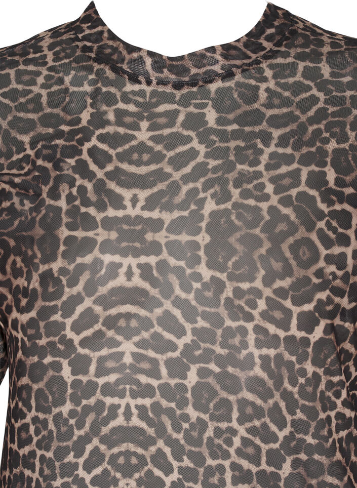 Mesh blouse met luipaardpatroon, LEO AOP, Packshot