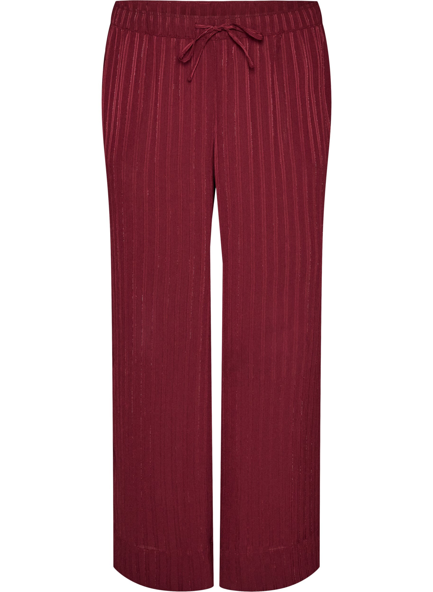 Broek met textuurstrepen en rechte pijpen