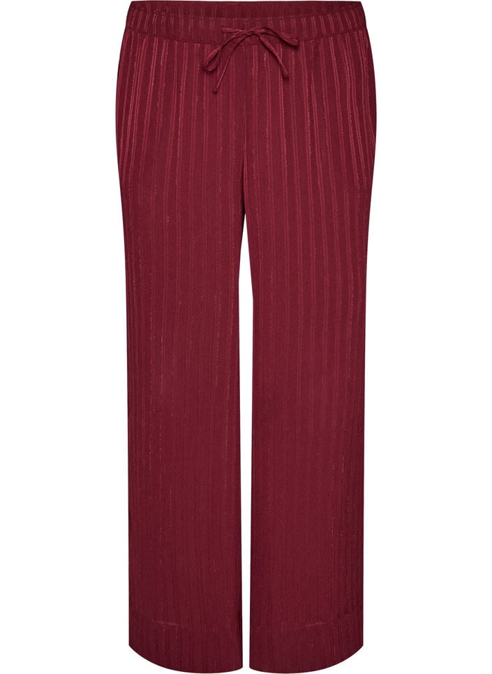 Broek met textuurstrepen en rechte pijpen, Rood, Packshot image number 0