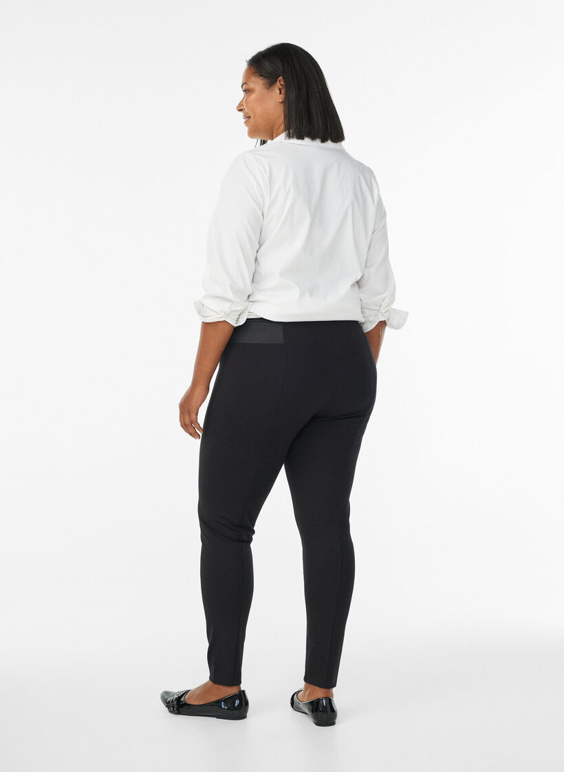 Legging met breed elastiek in de taille, Zwart, Model