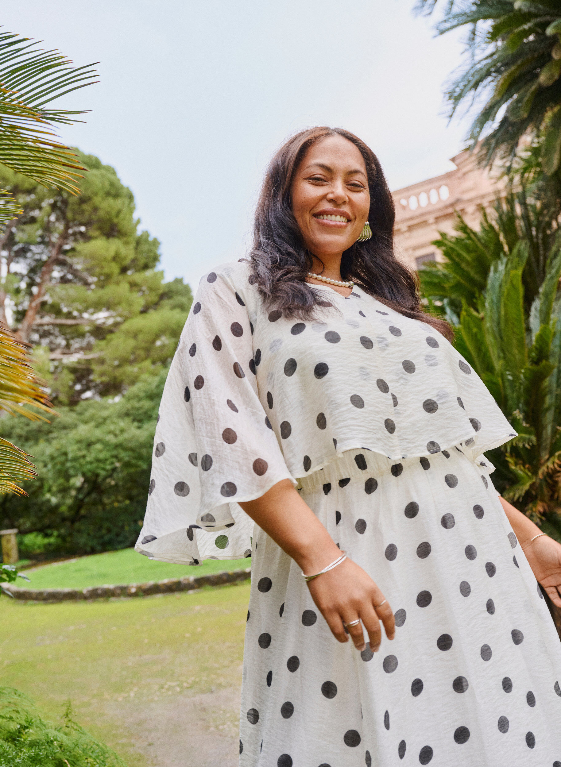 ZizziGelaagd top met stippenpatroon, Vanille, Image image number 0