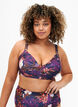 Bikini beha met opdruk en beugel, Purple Flower, Model image number 0