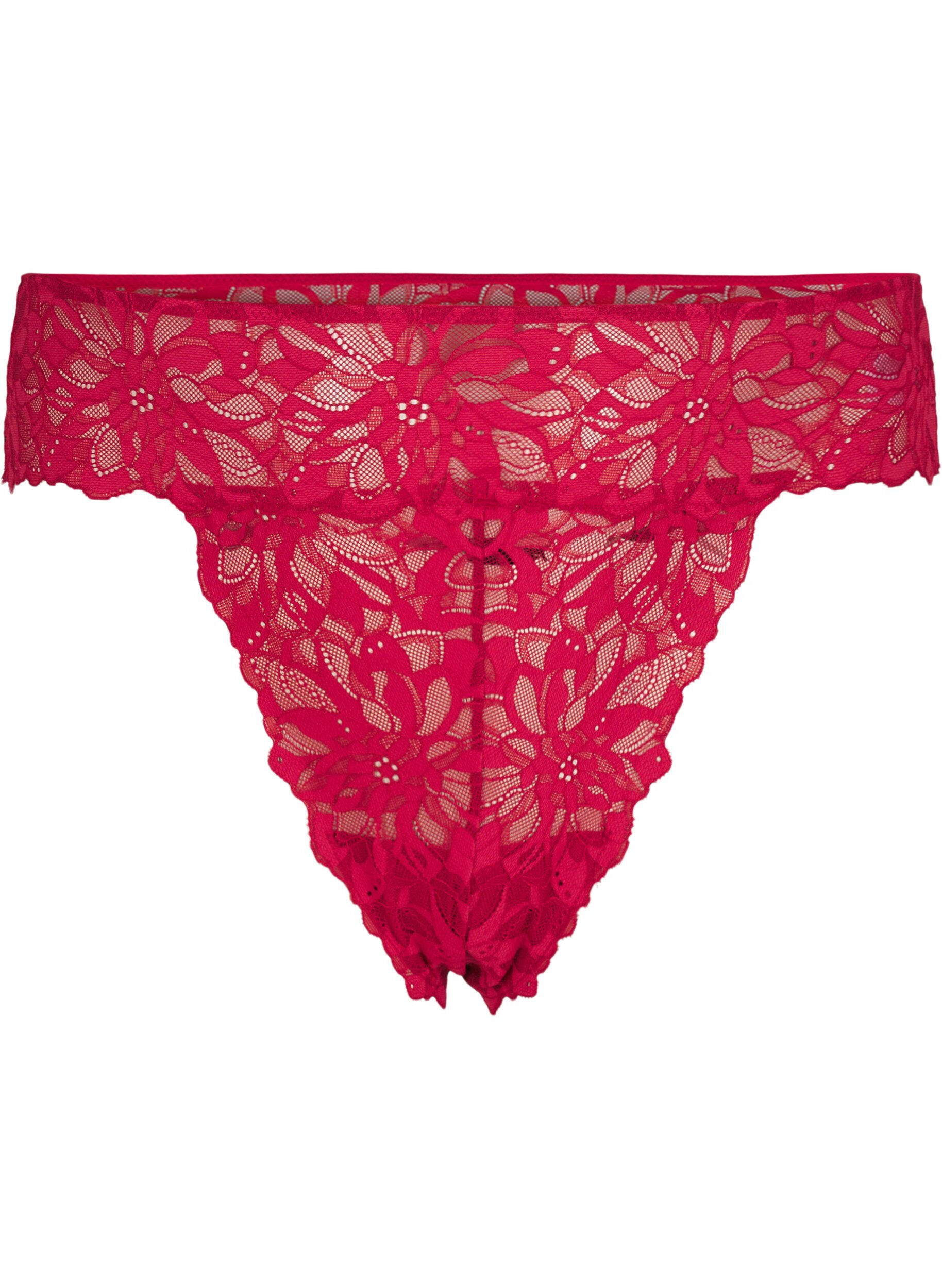 ZizziKantstring met een normale taille, Rood, Packshot image number 0