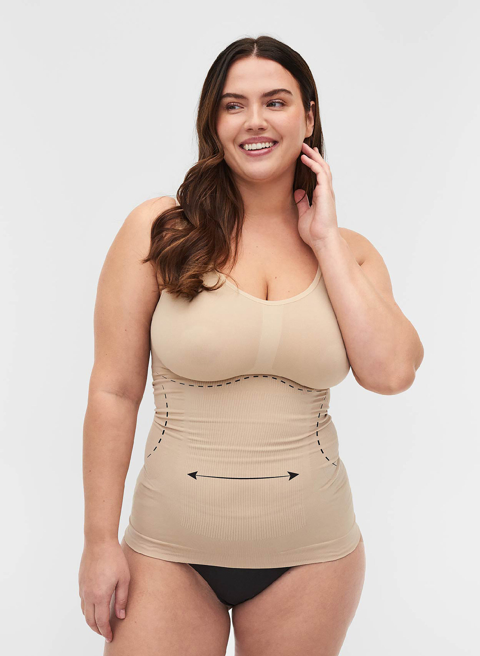 Shapewear top met brede bandjes, Beige, Model