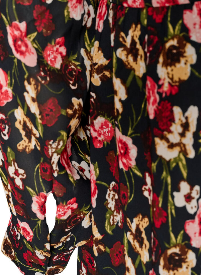 Jurk met all-overprint en een rucheslaag, Zwart, Packshot image number 3