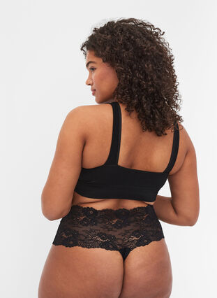 Zizzi2-pack string met brede kanten rand, Black, Model image number 1