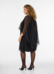 Chiffon jurk tot op de knie met doorschijnende cape, Zwart, Model image number 2