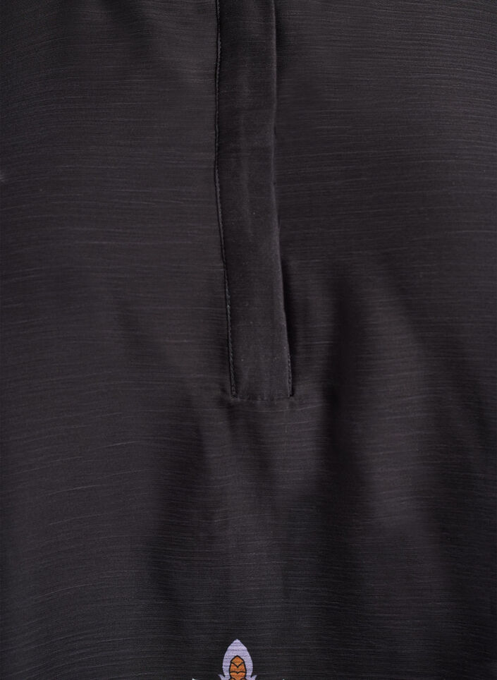 Blouse met paisleyprint en doorschijnende mouwen, Zwart, Packshot image number 2