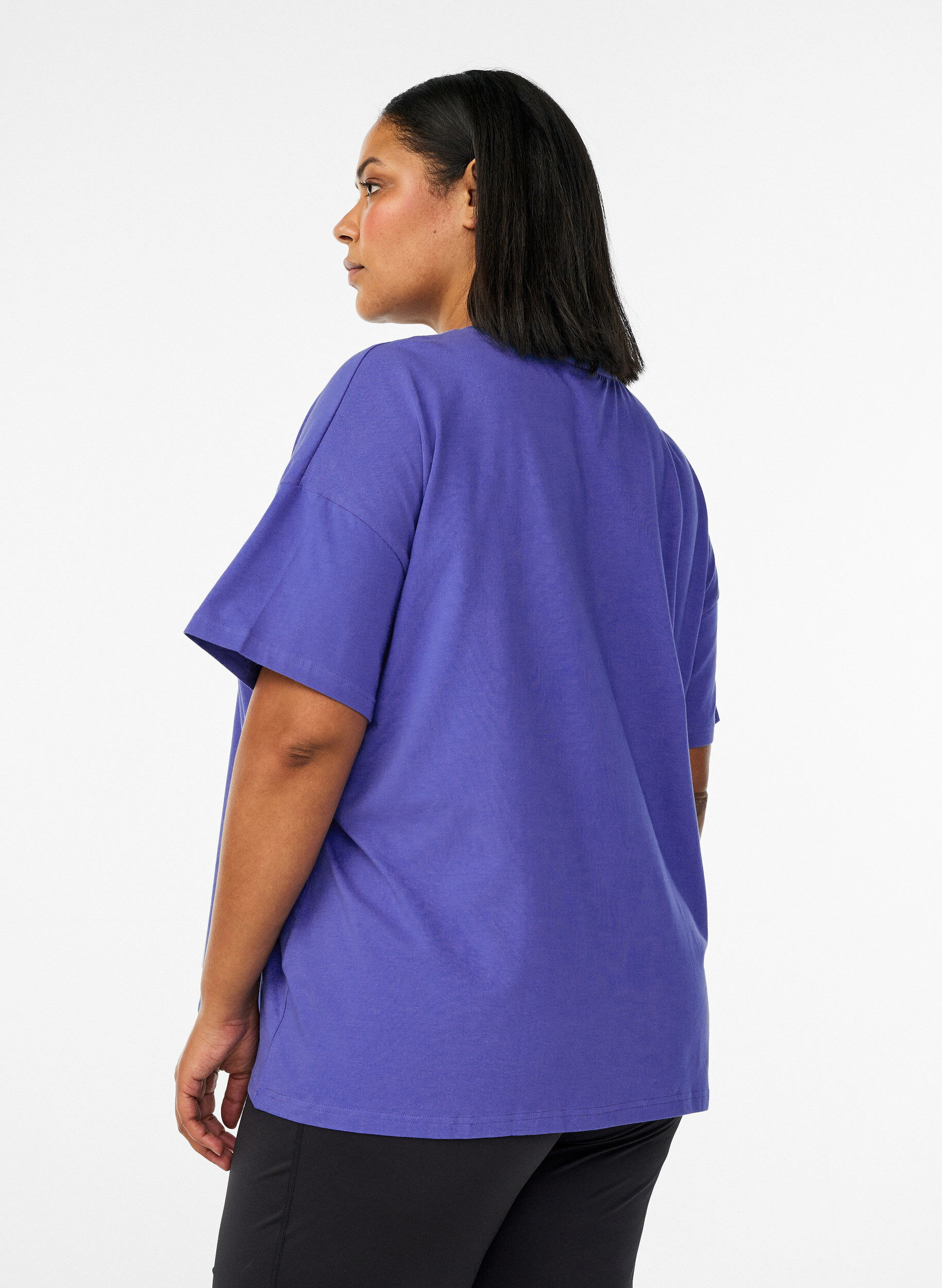ZizziT-shirt van biologisch katoen met klein frontmotief, Blauw, Model image number 2