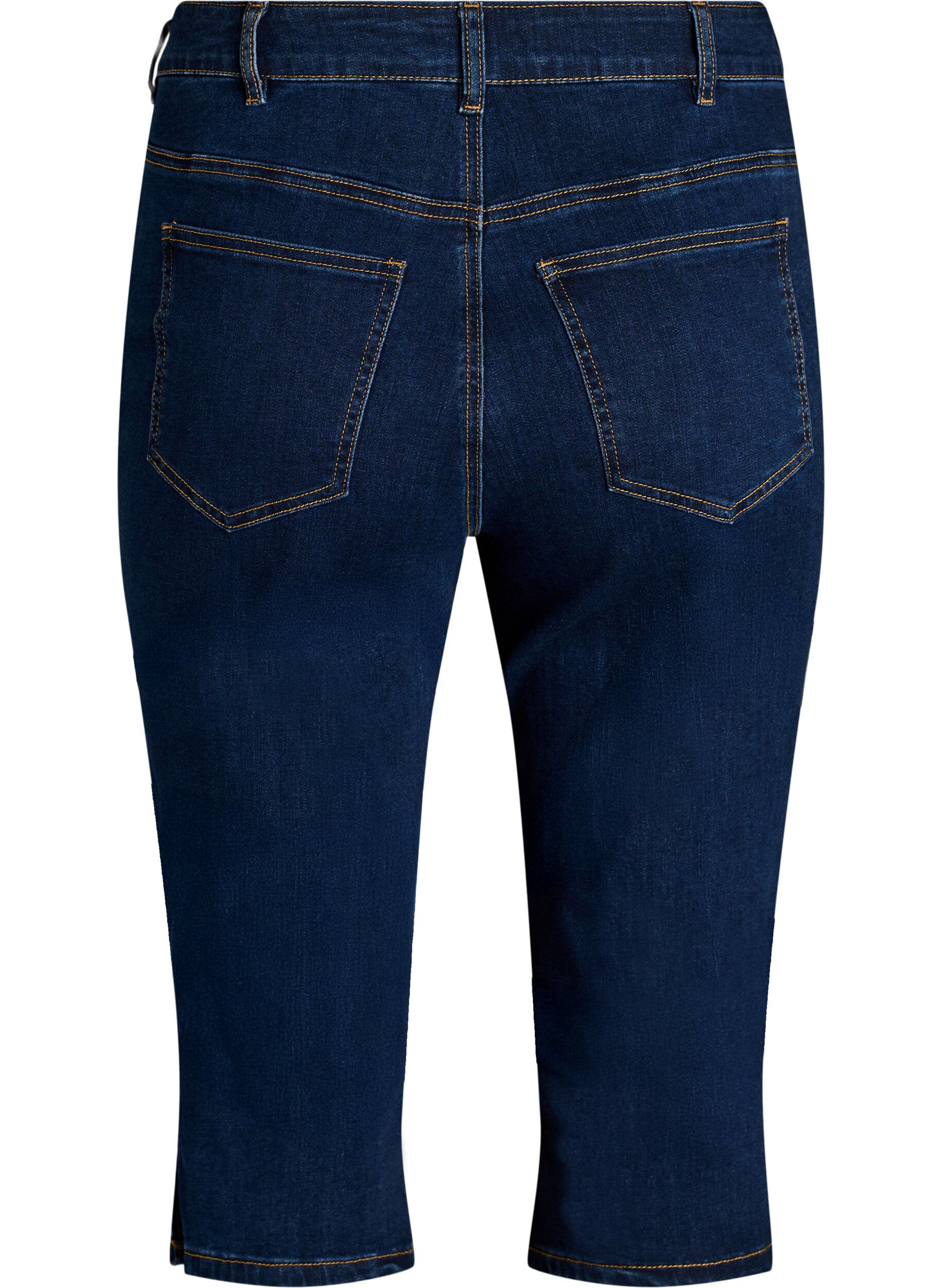 ZizziHigh-waist strakke pasvorm capri's in stretch denim, Blauw, Packshot image number 1