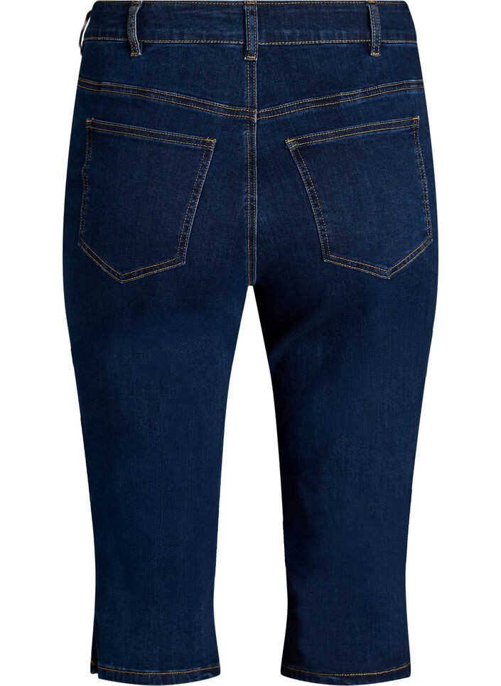 High-waist strakke pasvorm capri's in stretch denim, Blauw, Packshot image number 1