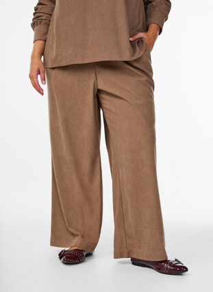 ZizziFluwelen broek met wijde pijpen, Caribou, Model image number 2