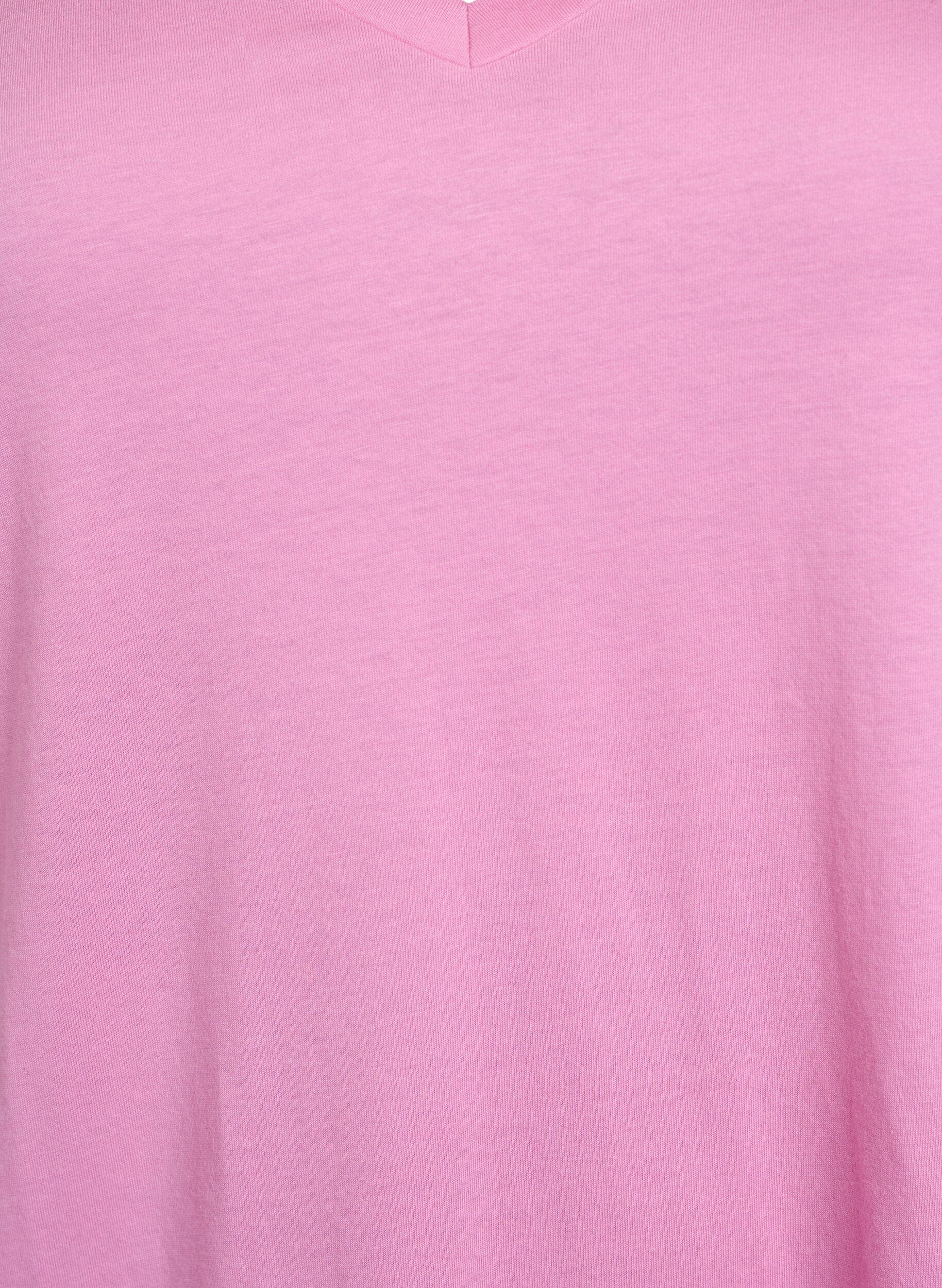 ZizziEnkelkleurig oversized T-shirt met V-hals, Roze, Packshot image number 2