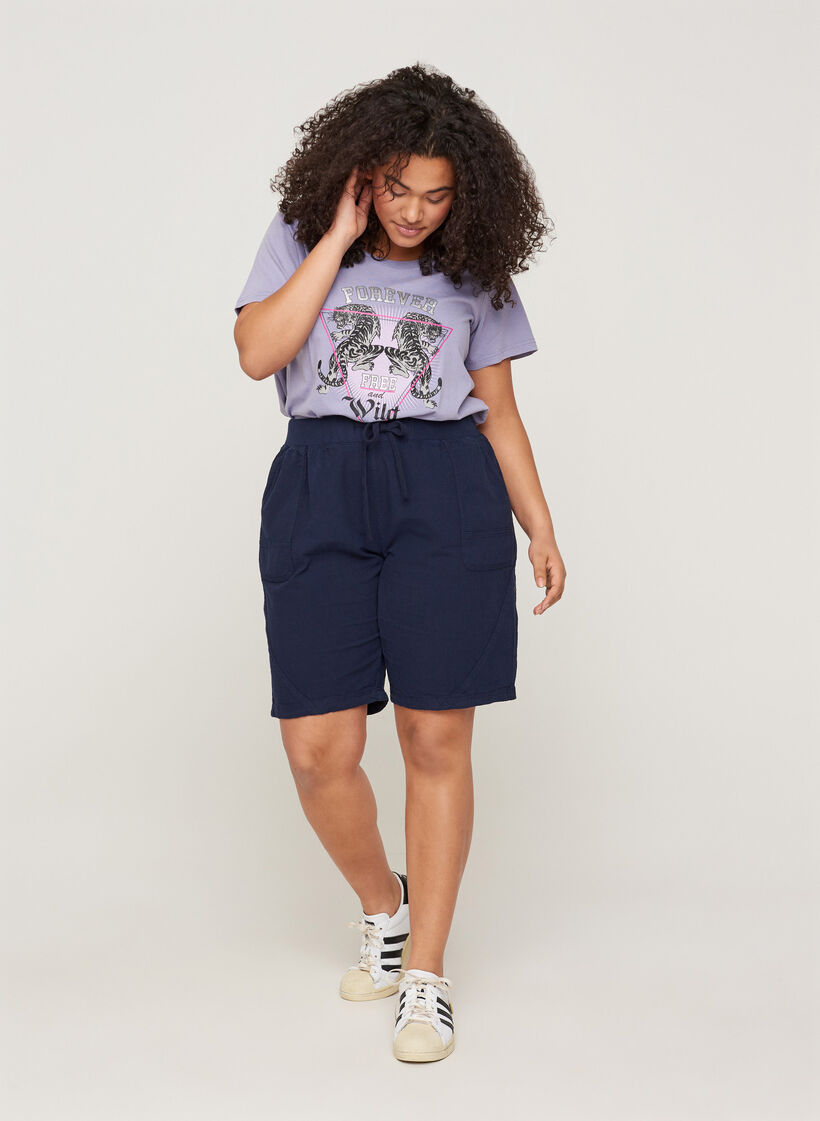 Losse short met zakken in katoen, Night Sky, Model